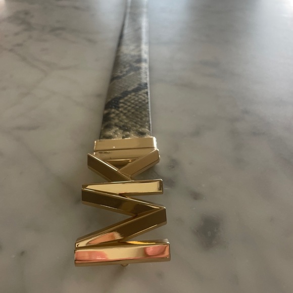 MK Gold Logo Snakeskin Belt - Picture 3 of 6